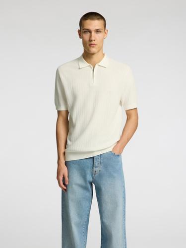 SLHCRAN SS KNIT STRUCTURE HALF ZIP POLO