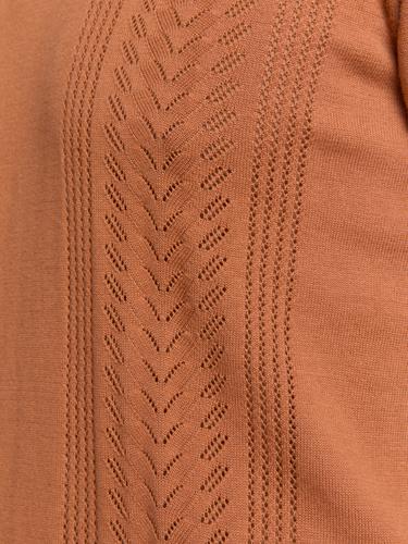 Pullover Short Sleeve Polo Solid Placed Jacquard M Regular Fit - Caramel