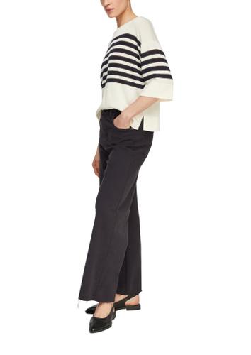 Strickpullover M - Creme|schwarz