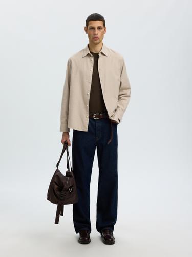 SLHREGNOAH BRUSHED TWIST SHIRT LS NOOS M Normal geschnitten - Egret