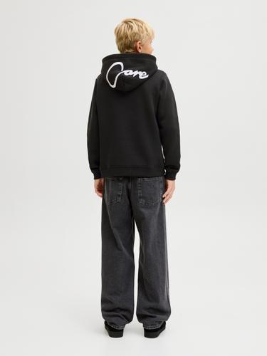 JCOPOINT EMBROIDERY SWEAT HOOD JNR 152 Locker geschnitten - Black