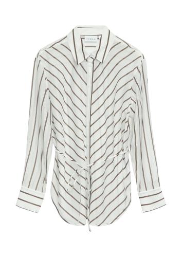 Bluse 40 - Weiß|braun