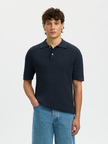 SLHMATTIS SS KNIT NEW CABLE POLO L Normal geschnitten - Sky Captain