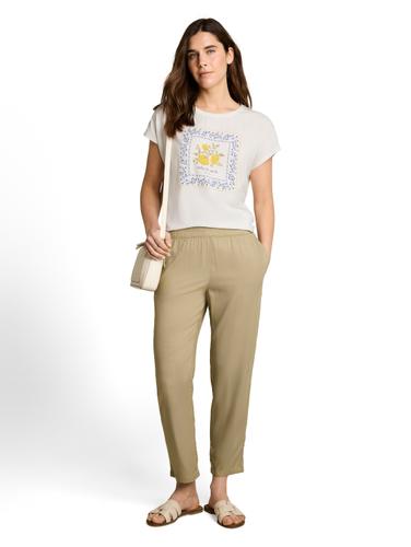 T-Shirt im Material-Mix