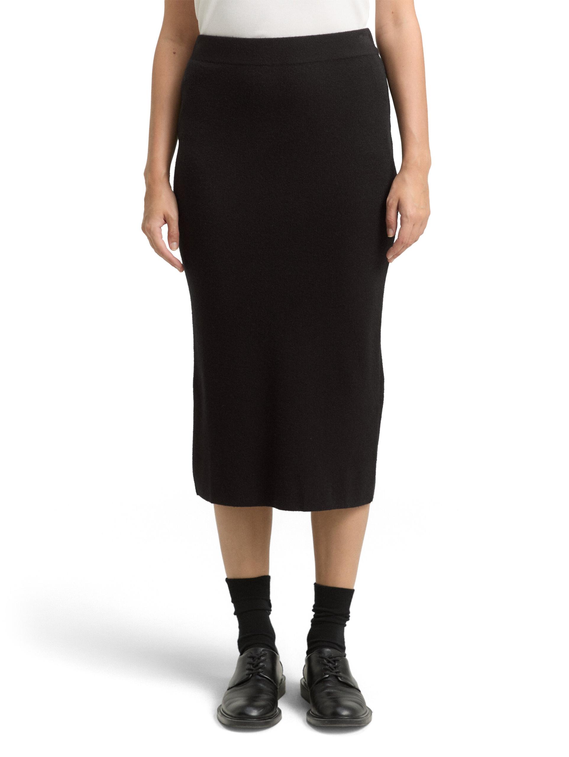 Midi-Rock mit Schlitz 38 Regular Fit - Deep Black