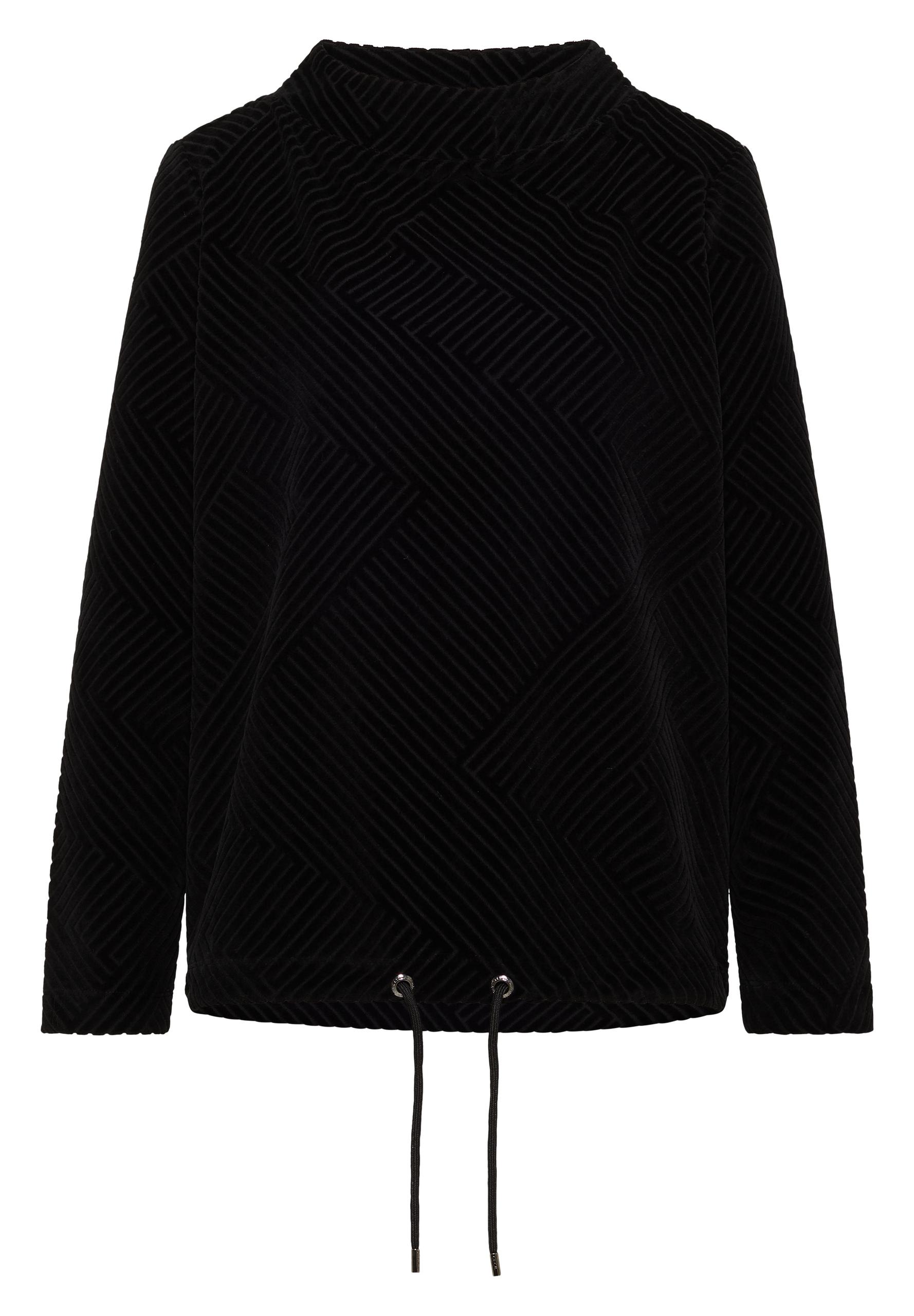 Strukturshirt mit Funnelneck M - Black