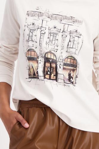 Langarmshirt mit City-Druck 46 - Almond