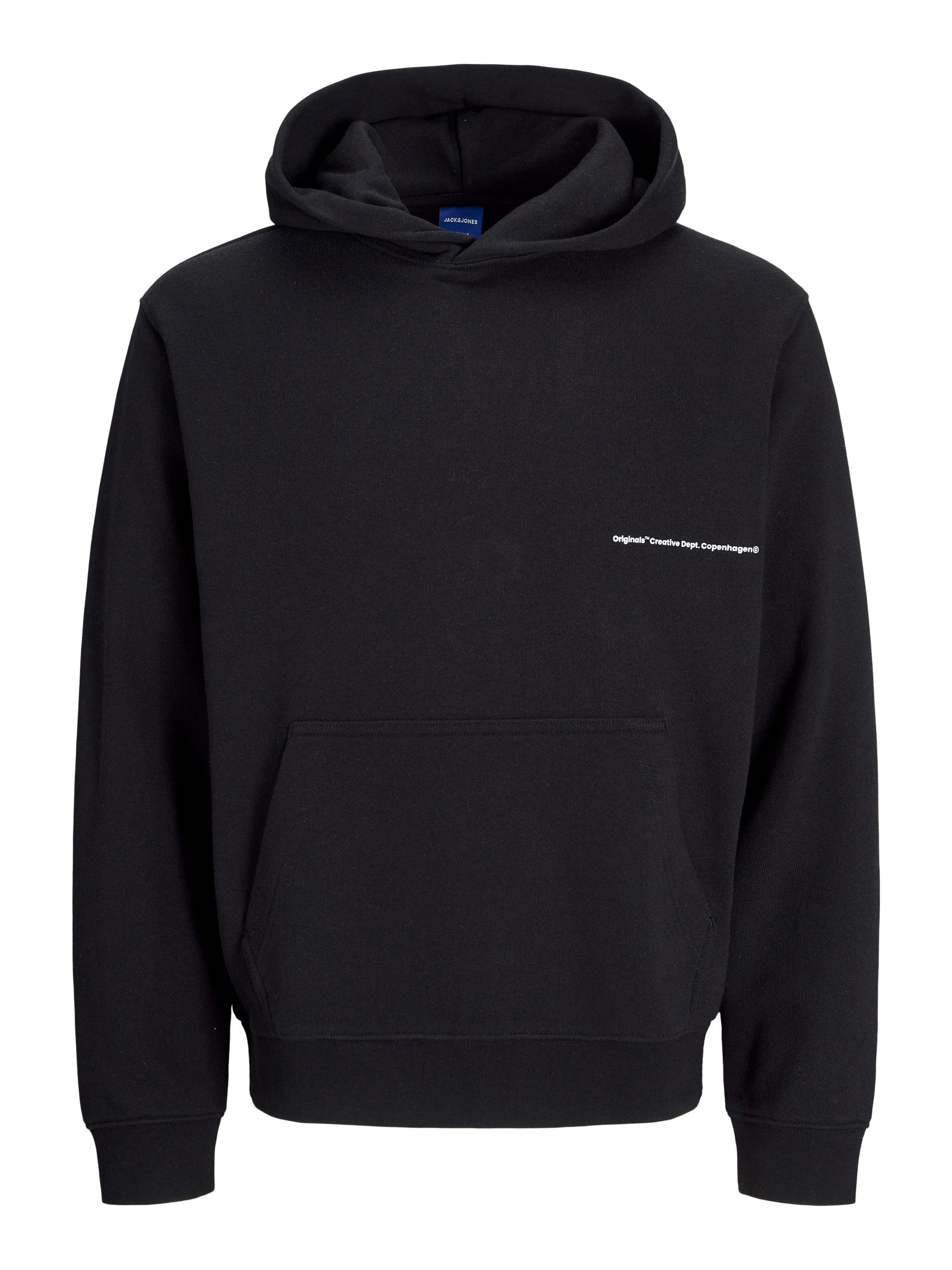 JORPORTO PATTERN SWEAT HOOD M Locker geschnitten - Black