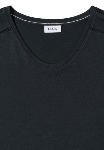 T-Shirt mit V-Neck und Spitzendetail