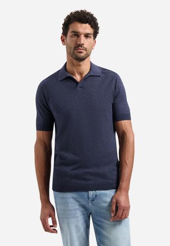 Pullover Short Sleeve V-Polo Melange L Regular Fit - Night