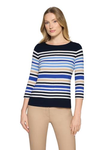 Basic Shirt 44 Tailliert - Dunkelblau/Weiß