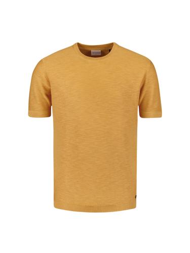 Pullover Short Sleeve Crewneck Solid Slub Knit XL Regular Fit - Yellow