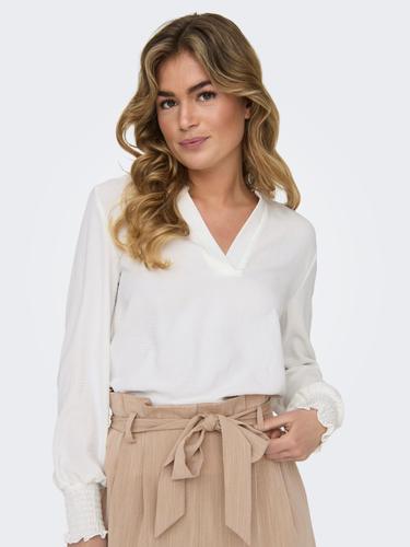 ONLMETTE V-NECK LS SMOCK TOP NOOS WVN M Normal geschnitten - Cloud Dancer