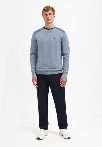 Pullover Crewneck Plated Structure Knit M Regular Fit - Dusty Blue
