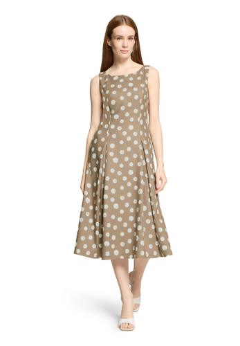 Cocktailkleid 46 A-Linie - Taupe/White
