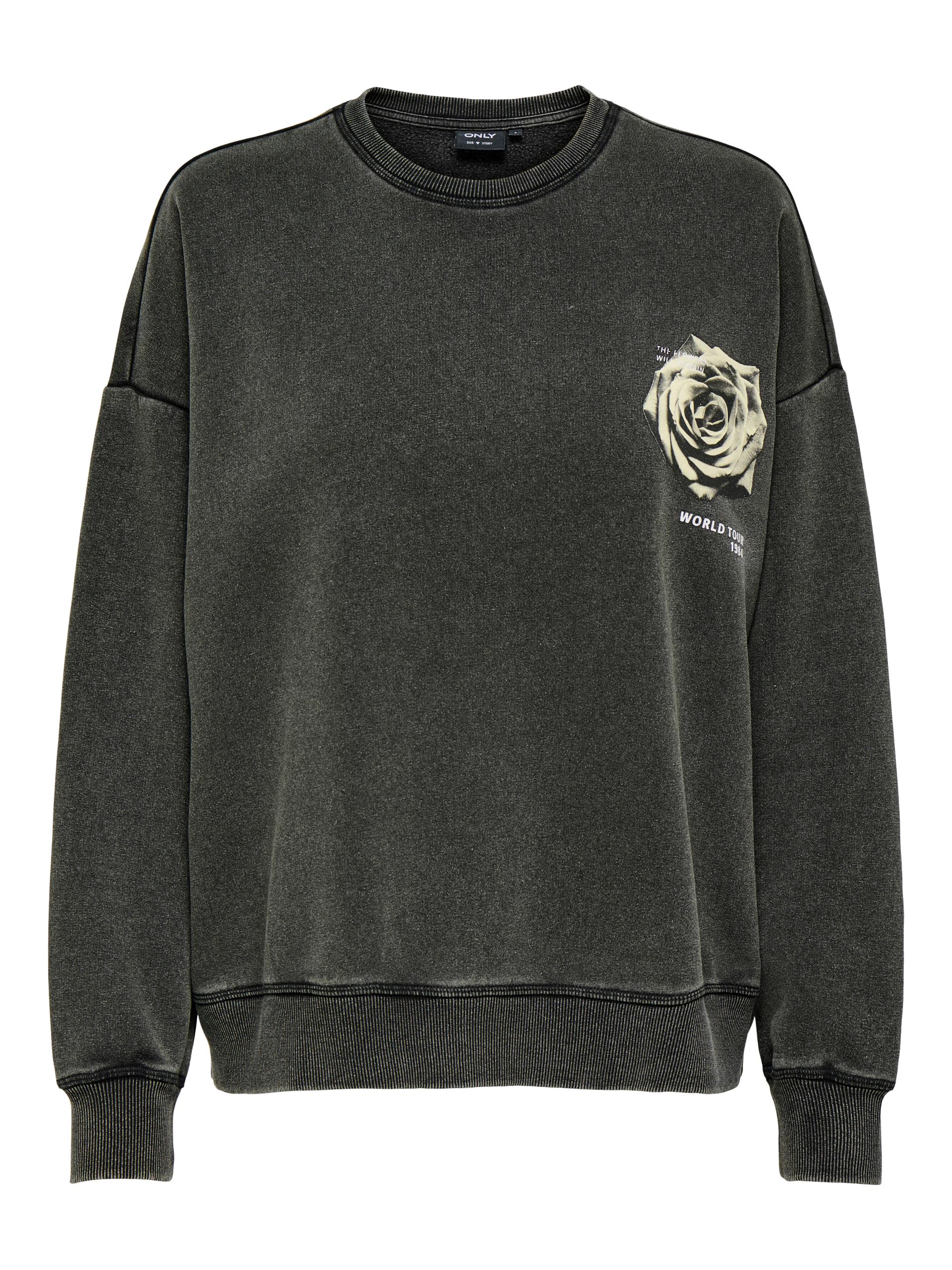 ONLSINNA L/S O-NECK PRINT BOX SWT L Locker geschnitten - Black