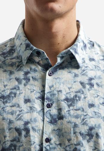 Shirt Allover Printed Yarn Dyed Dobby XL Regular Fit - Blue