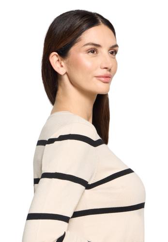 Basic-Pullover 36 Gerade - Patch Beige/black