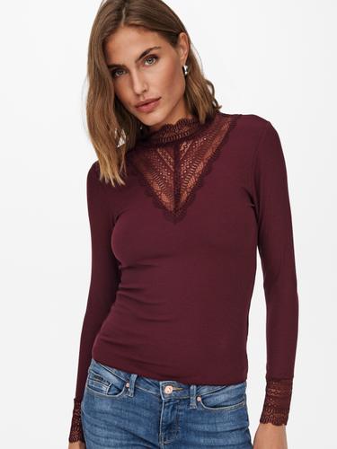 ONLTILDE L/S HIGH NECK LACE TOP JRS NOOS S Stretch - Port Royale