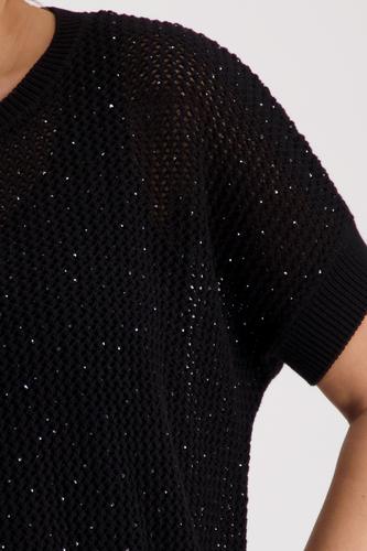 Ajour-Strickpullover mit Strasssteinen