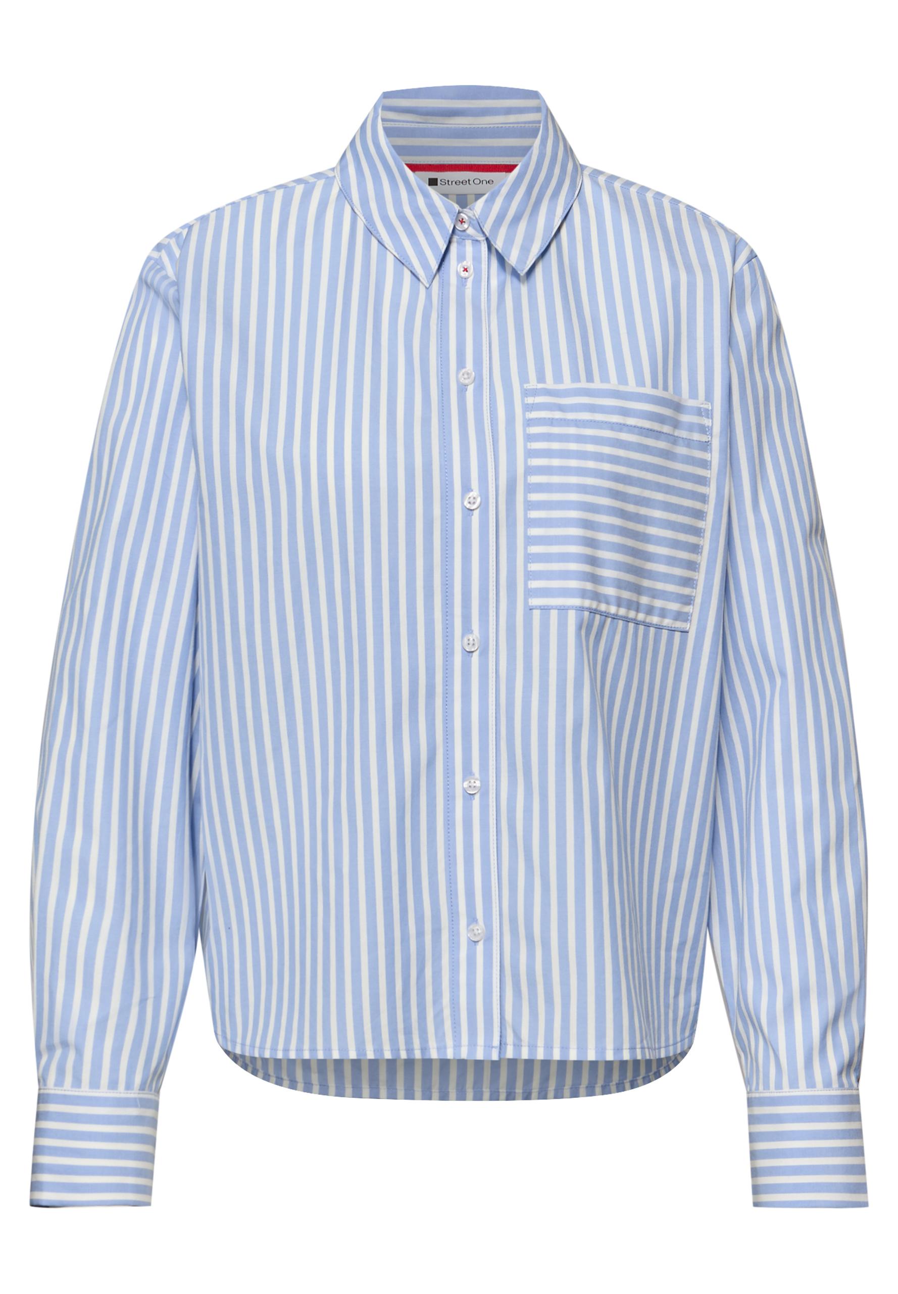 Bluse mit Hemdkragen und Backprint 42 - Original Blue