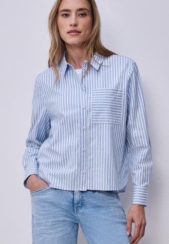Bluse mit Hemdkragen und  Backprint 42 - Original Blue