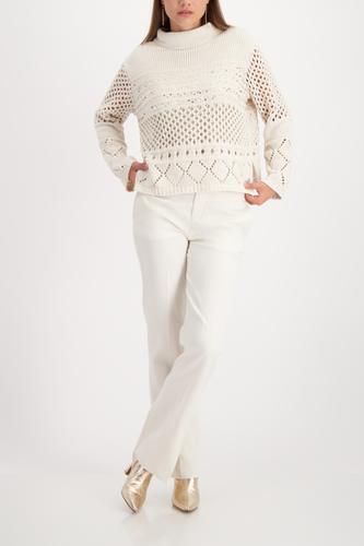 Strickpullover mit Ajourmuster 38 - Almond
