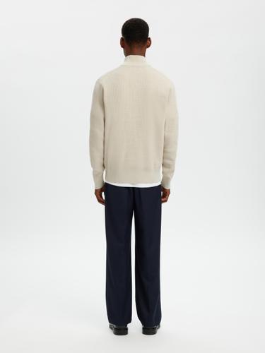 SLHRODNEY LS HIGH NECK HALF ZIP S Normal geschnitten - Oatmeal