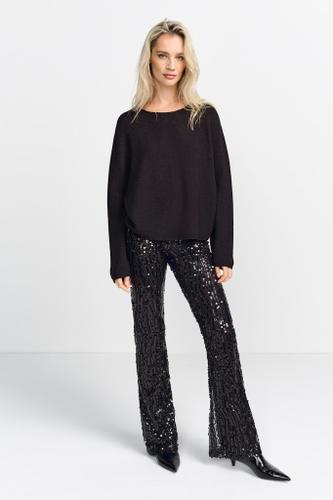 Seamless shiny boat neck Grau XS