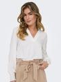 ONLMETTE V-NECK LS SMOCK TOP NOOS WVN M Normal geschnitten - Cloud Dancer