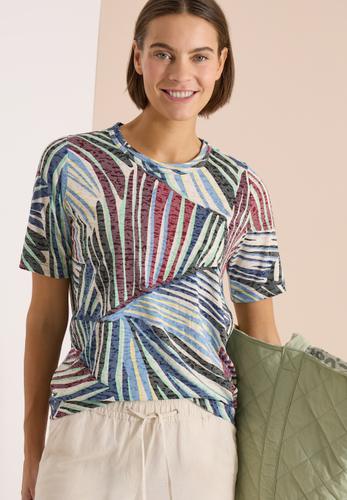 T-Shirt im Ausbrenner-Look mit Print XL - Palm Breeze Green
