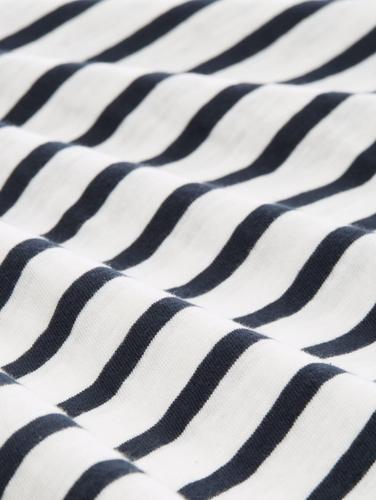 T-Shirt mit V-Ausschnitt S Regular Fit - Offwhite Navy Stripe