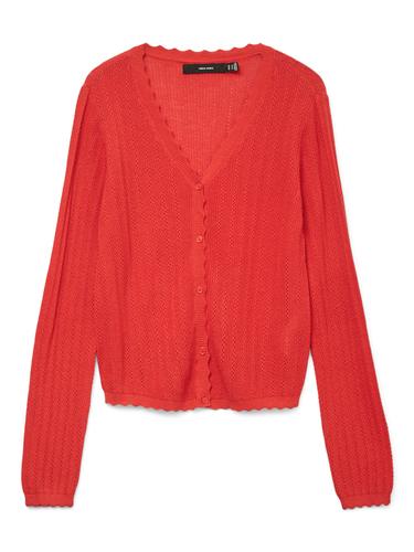 VMLUXLIGHT POINTELLE LS V-NECK CARDIGAN M Normal geschnitten - Fiery Red