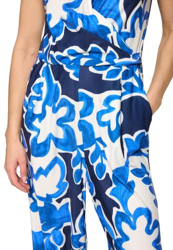 Jumpsuit 40 Tailliert - Weiß/dunkelblau