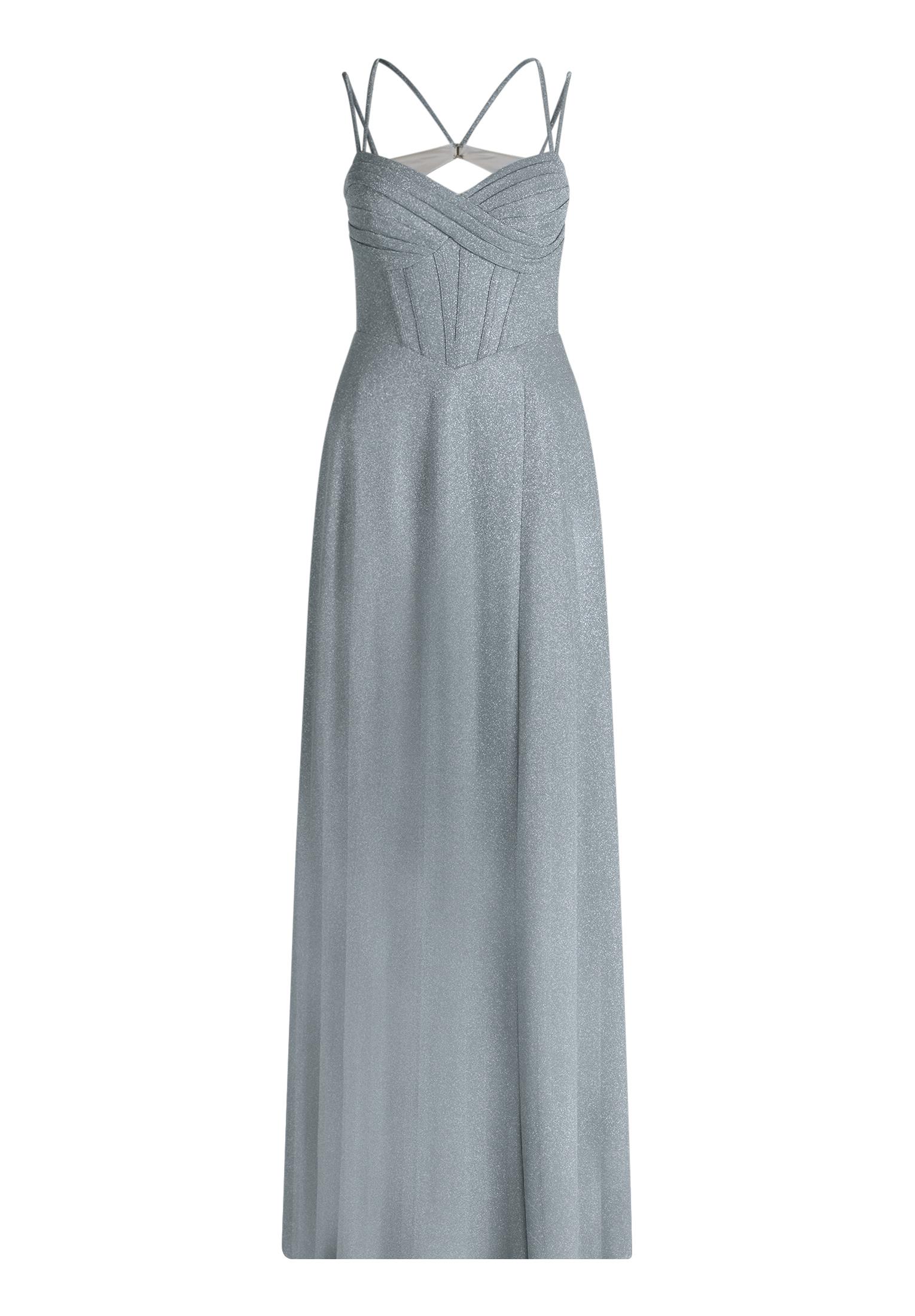 Abendkleid 32 Figurbetont - Weiß/grau