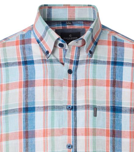 Leinenhemd Kurzarm 3XL Comfort Fit - Blau