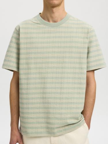SLHELI SEERSUCKER SS O-NECK TEE XL Normal geschnitten - Aqua Gray
