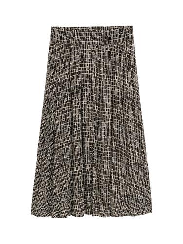 High Waist Midi-Rock aus Viskose 38 High Waist Fit - Abstract Black Grid Design