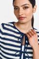 Striped Ajour cardigan with bows Blau L