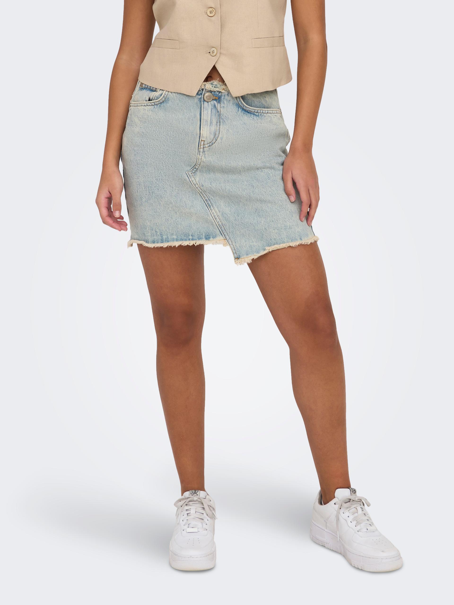 ONLKHLOE REG RW RED DNM SKIRT CRO M - Light Blue Denim
