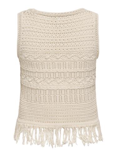 ONLALIX SL FRINGE WAISTCOAT KNT L Knit Fit - Ecru