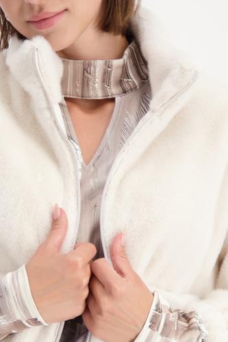Flauschige Jacke mit Taschen 40 - Almond