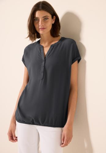 Kurzarmbluse in Unifarbe S - Volcanic Grey