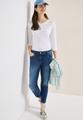 Mid Waist Slim Leg Jeans im Casual Fit 33/7/8 Hosen - Mid Blue Used Wash