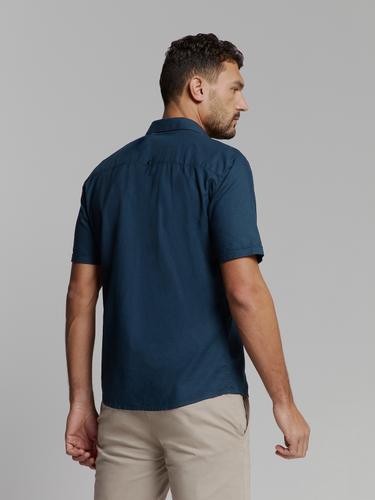 Shirt Short Sleeve Solid With Linen L Regular Fit - Night