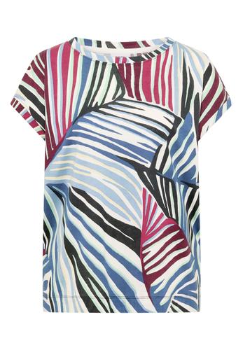 T-Shirt mit Boatneck und Grafikprint S - Palm Breeze Green