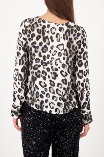 Bluse mit Schmuckdetail 36 - Schwarz Gemustert