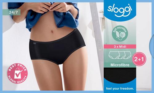 sloggi 24/7 Microfibre Midi C3P 40 - Schwarz