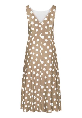 Cocktailkleid 46 A-Linie - Taupe/White