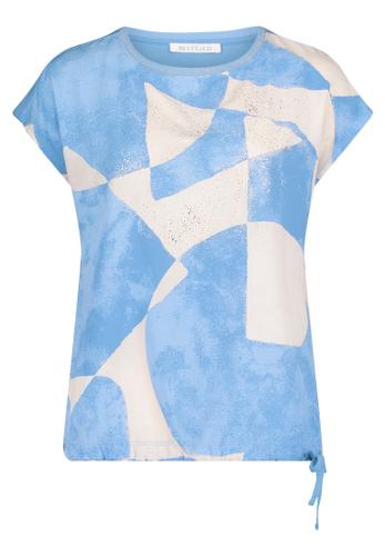 Patchwork-Shirt S Lässig - Blau/Weiß